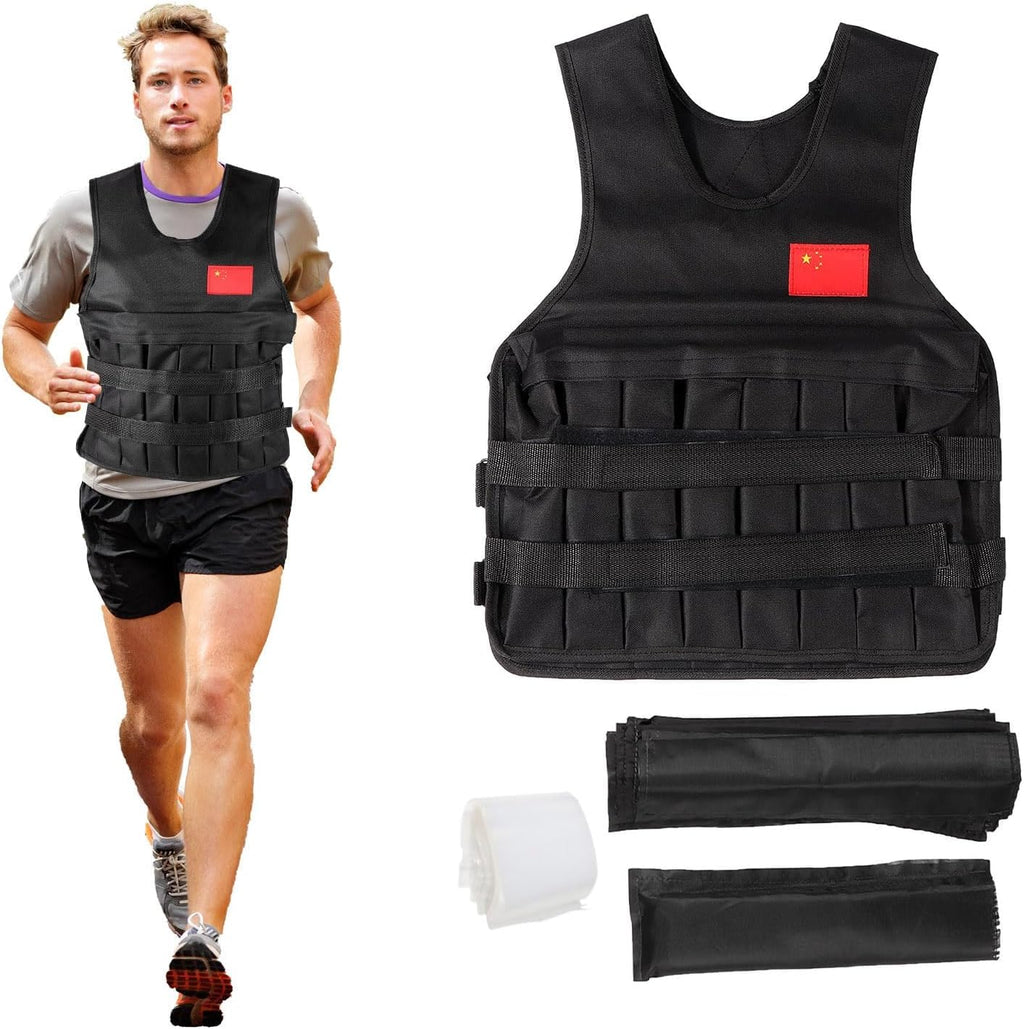 Gilet Lesté De 20 Kg Avec 4 Sacs De Sable, Gilet D'Entraînement Réglable Pour L'Entraînement, La Musculation, La Course, Le Fitness, Le Renforcement Musculaire