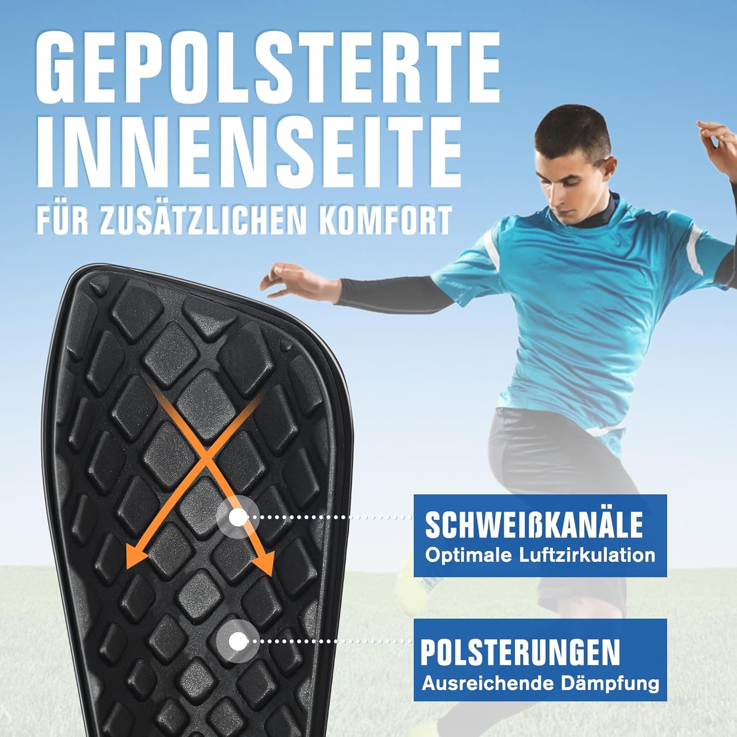 Protège-Tibias Pour Homme Et Enfant Avec Embouts Avec Poche Plaquée Optimisée - Protège-Tibias Football À Insérer