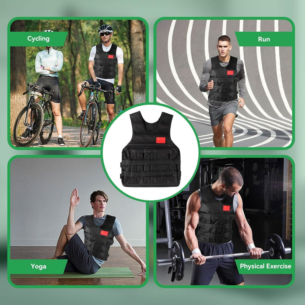 Gilet Lesté De 20 Kg Avec 4 Sacs De Sable, Gilet D'Entraînement Réglable Pour L'Entraînement, La Musculation, La Course, Le Fitness, Le Renforcement Musculaire